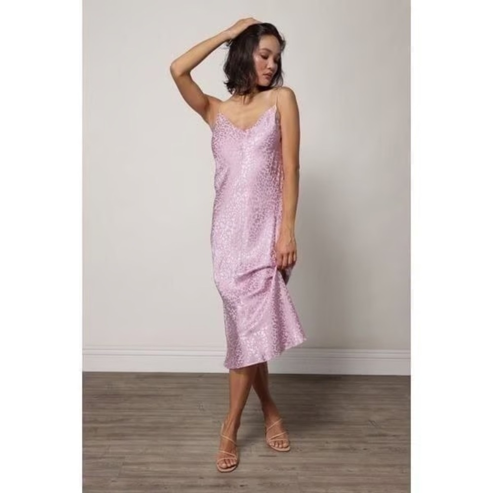 Lavender Satin Leopard Print Slip Dress